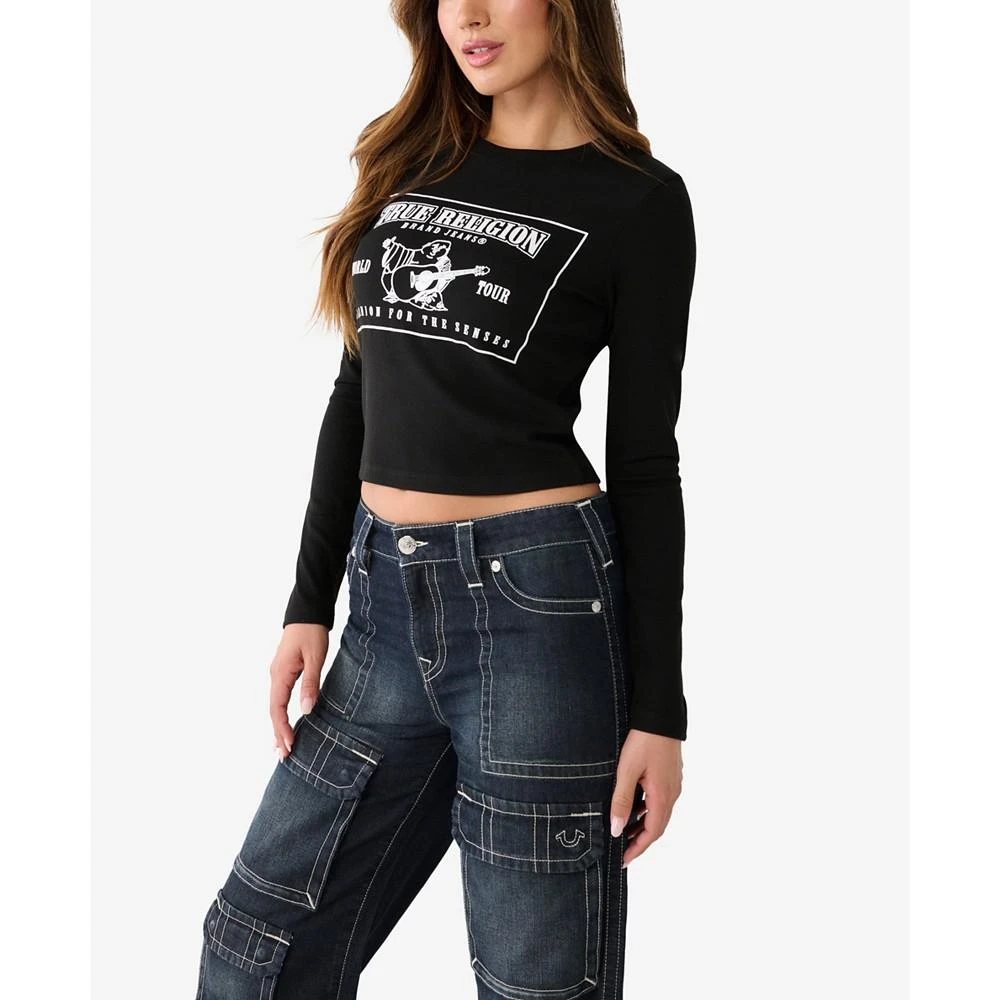 商品True Religion|Women's Long Sleeve Ribbed Baby T-shirt,价格¥265,第3张图片详细描述