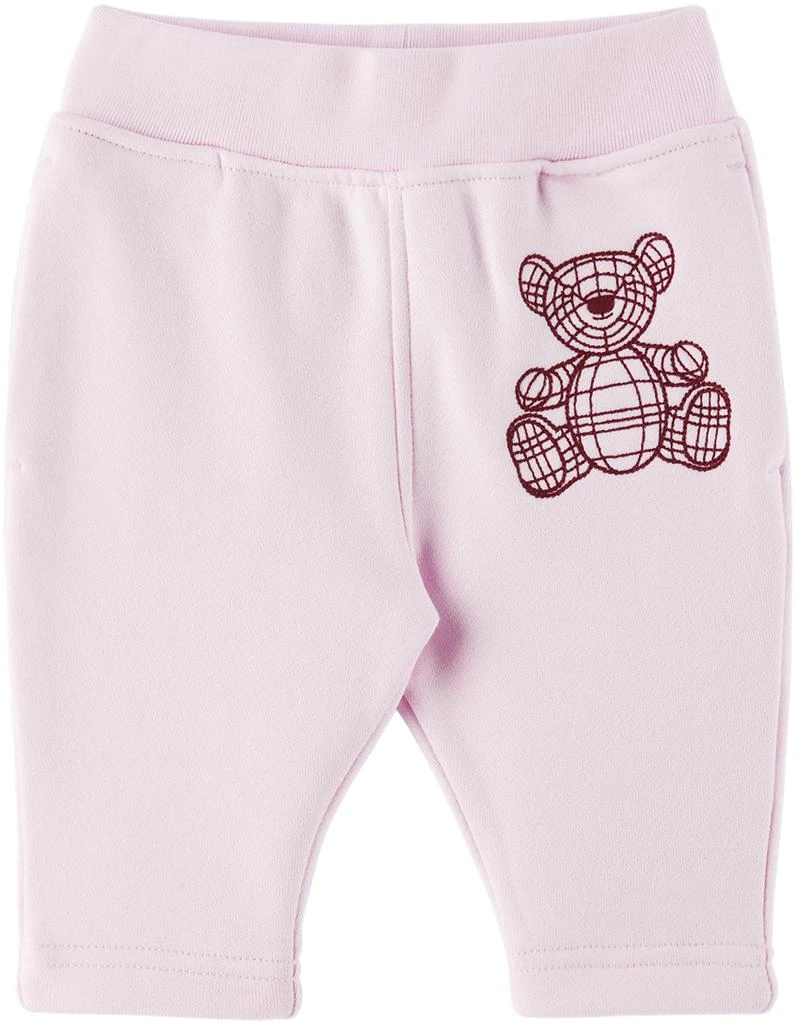 商品Burberry|粉色 Thomas Bear 婴儿运动裤,价格¥978,第1张图片