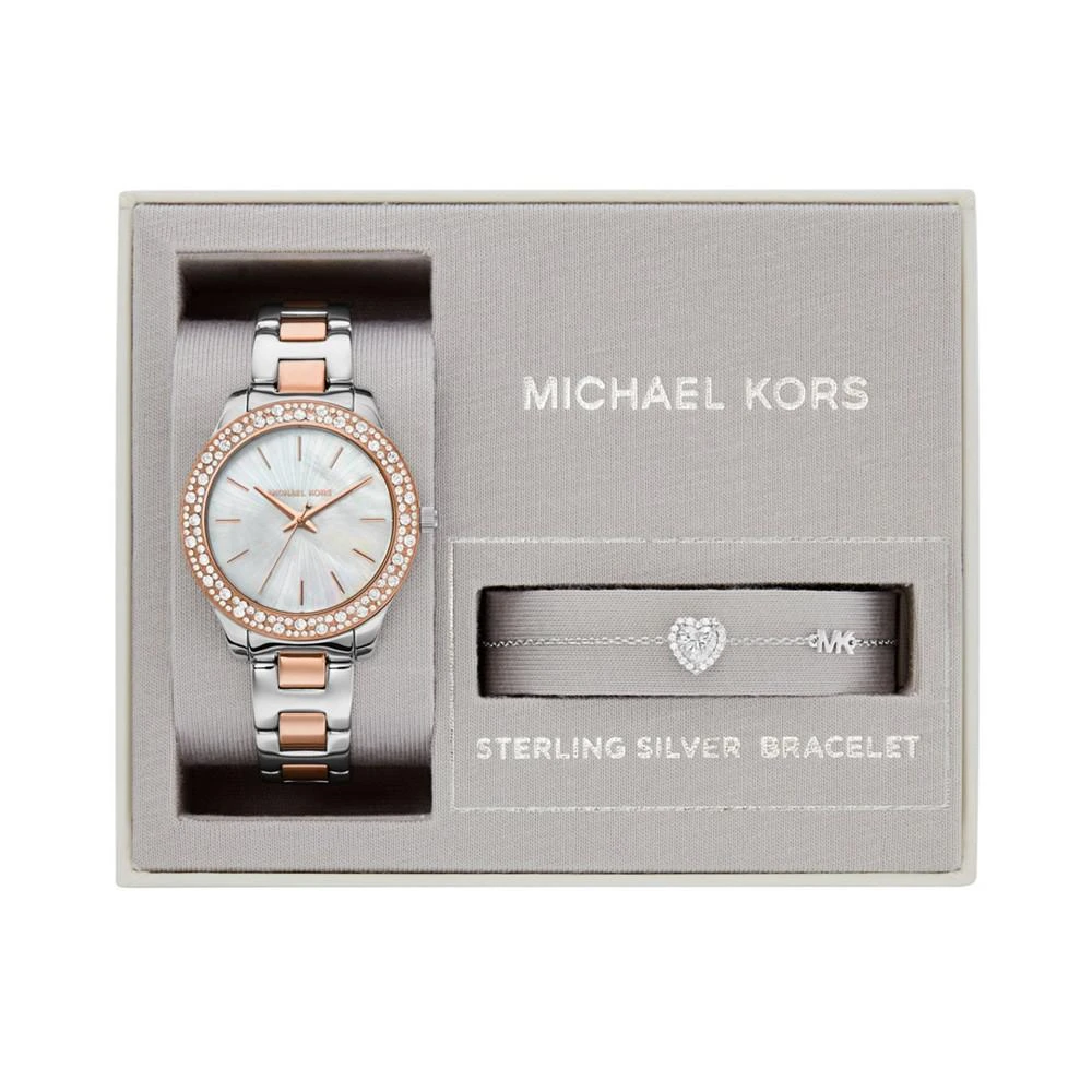 商品Michael Kors|Women's Liliane Two-Tone Stainless Steel Bracelet Watch, 36mm and Bracelet Gift Set,价格¥1566,第4张图片详细描述