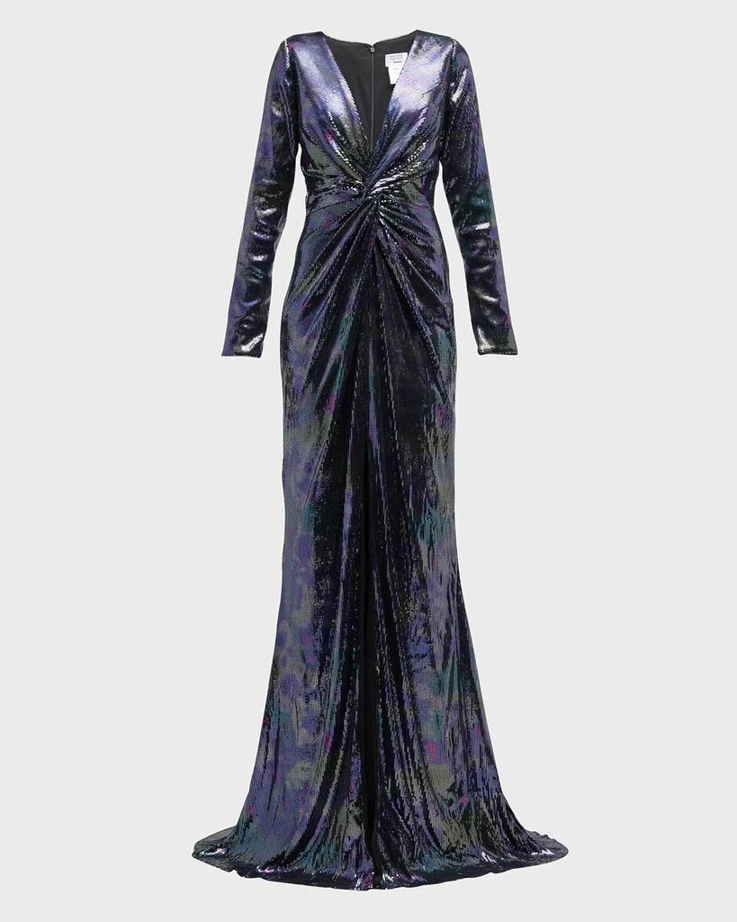 商品Rene Ruiz Collection|Twist-Front Deep V-Neck Sequin Gown,价格¥3865,第3张图片详细描述