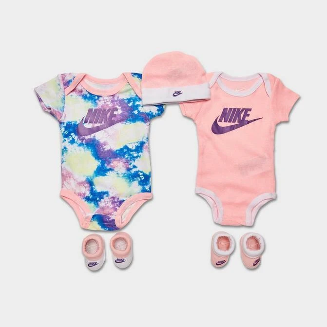 商品NIKE|Infant Nike 5-Piece Bodysuit, Booties and Hat Tie-Dye Box Set,价格¥75,第1张图片