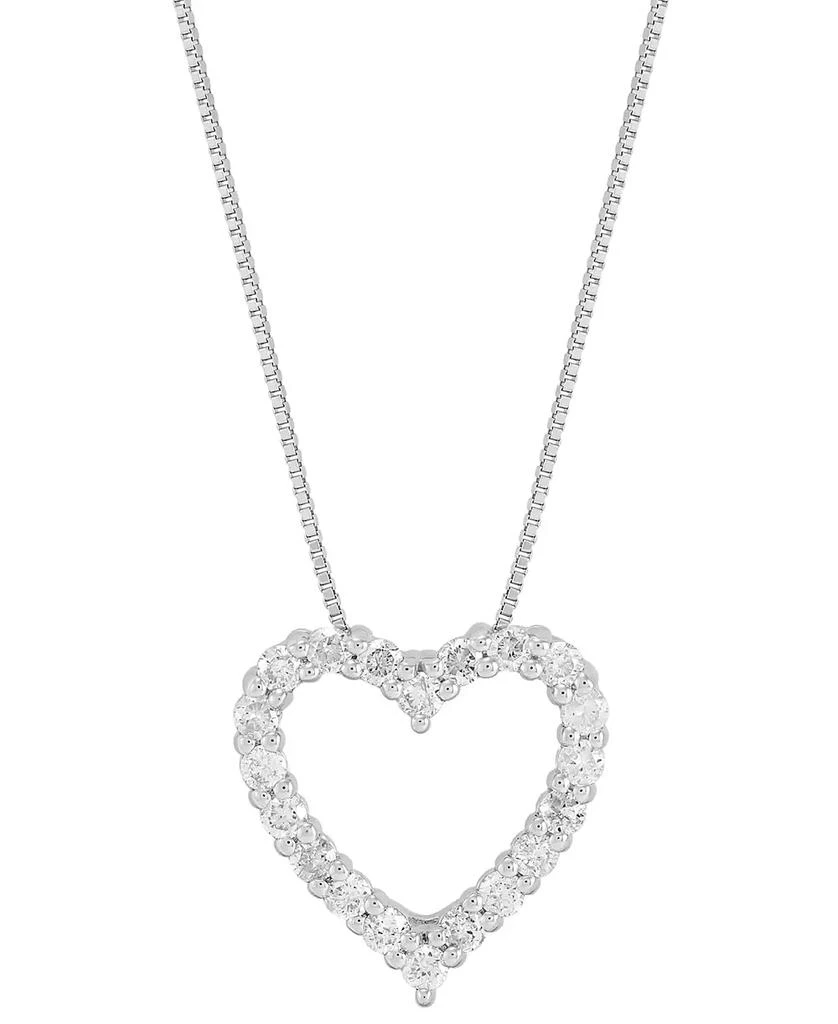 商品Macy's|Diamond Heart Pendant 18" Necklace (1/2 ct. t.w.) in 10k White Gold,价格¥8379,第1张图片