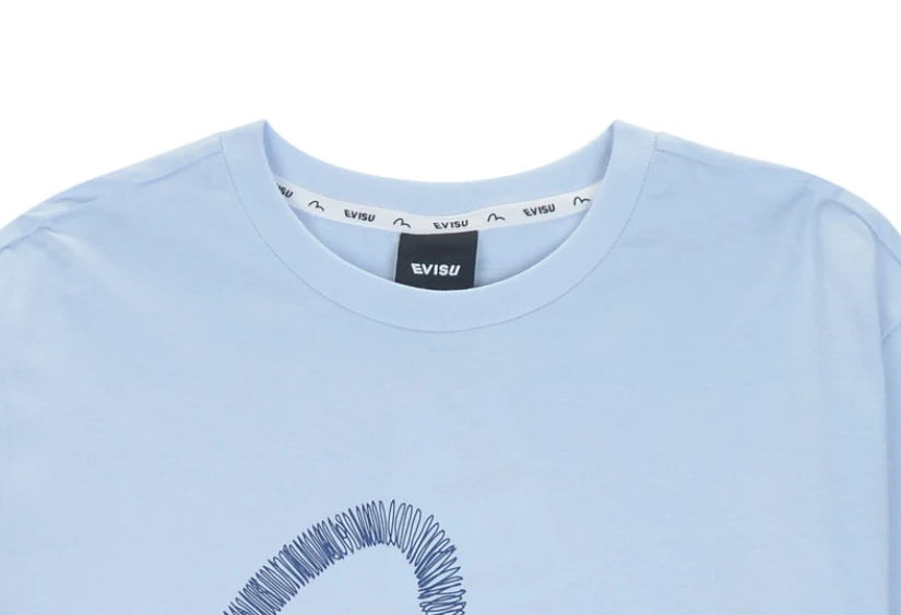 【享贝家】（国内现货-QD）Evisu 福神 胸前大logo图案宽松短袖T恤 男女同款 蓝色 ET5UTS901SB 商品