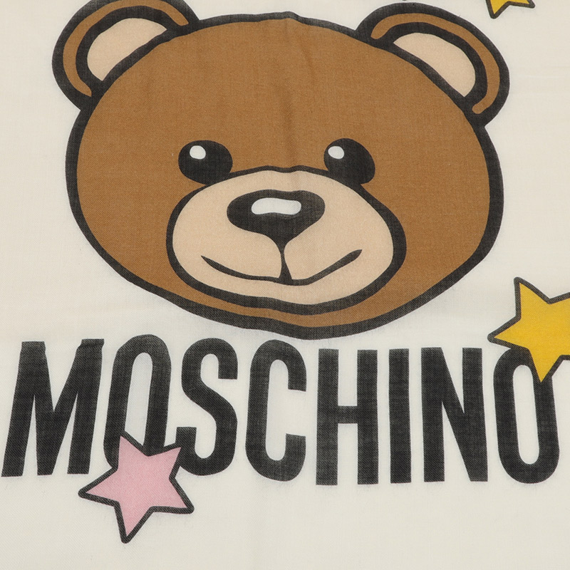 莫斯奇诺 女士卡其色小熊头像logo款羊毛围巾03330M2529 006（香港仓发货）商品第5张图片规格展示