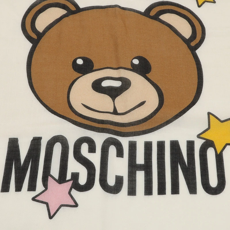莫斯奇诺 女士卡其色小熊头像logo款羊毛围巾03330M2529 006（香港仓发货） 商品
