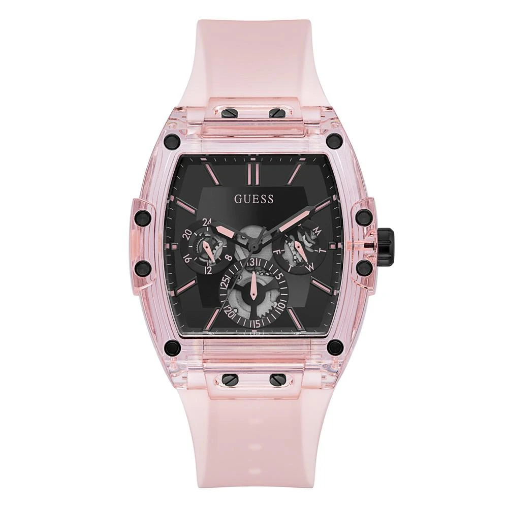 商品GUESS|Men's Pink Silicone Strap Watch 43mm,价格¥936,第1张图片