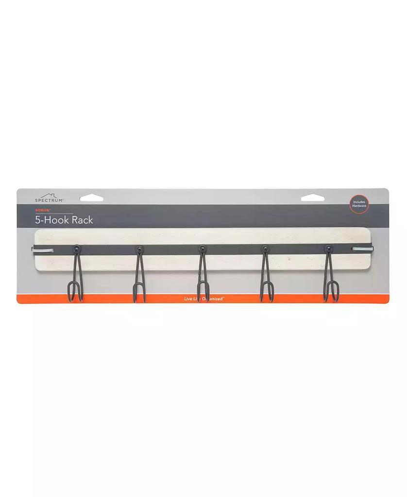 商品Spectrum|Rowan Wall Mount 5-Hook Wood Entryway Storage and Organization Rack,价格¥299,第2张图片详细描述