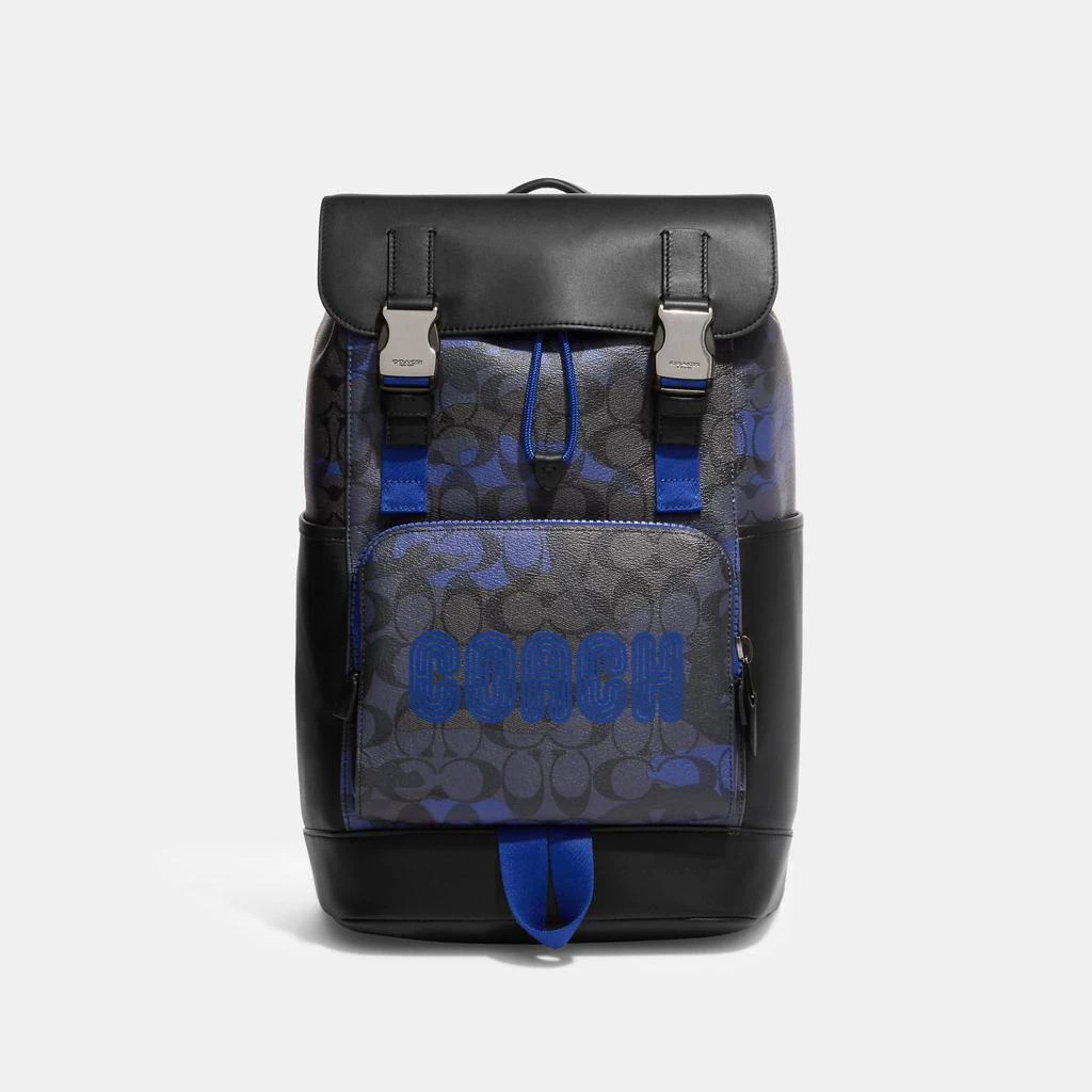 商品Coach|Coach Outlet Track Backpack In Signature Canvas With Camo Print And Coach Patch,价格¥1765,第4张图片详细描述