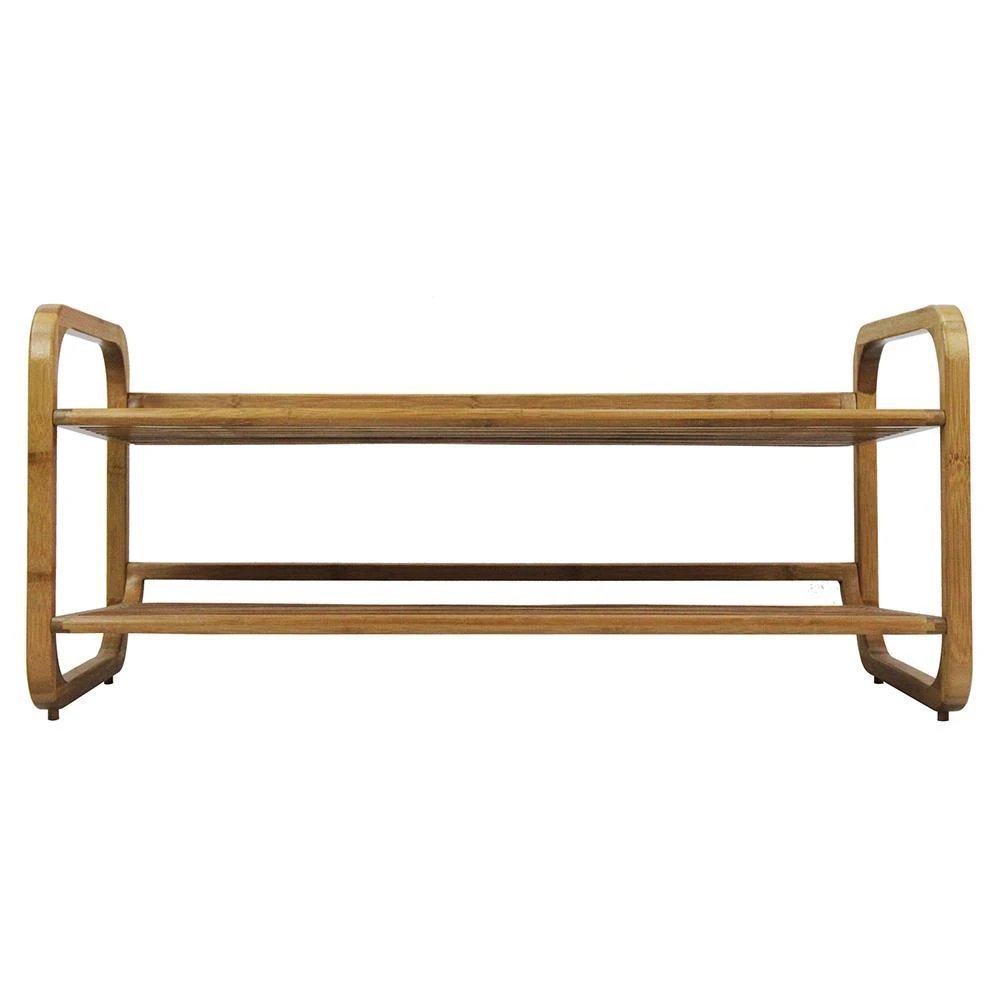 商品Oceanstar|2 Tier Bamboo Shoe Rack, Rounded,价格¥496,第2张图片详细描述