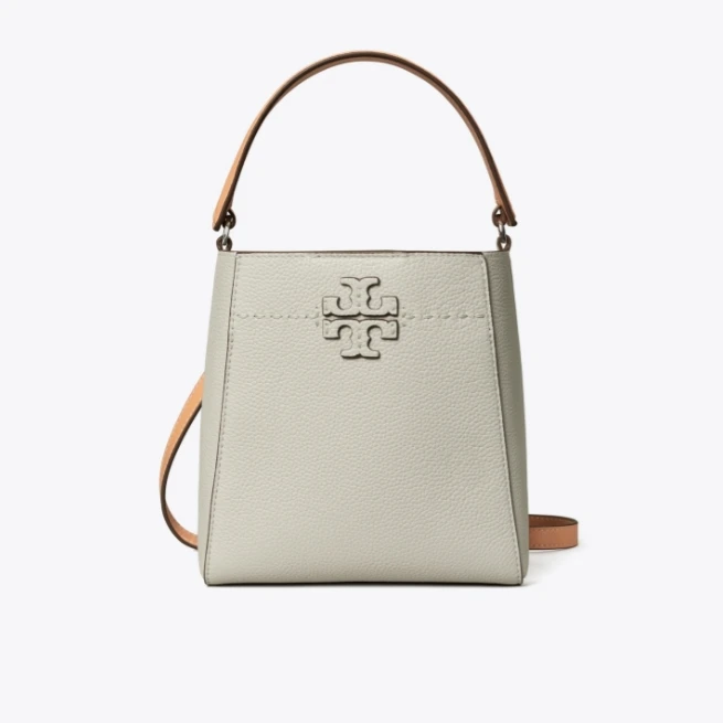 商品[国内直发] Tory Burch|汤丽柏琦女款双T字形挑缝线可调节可拆卸肩带荔枝纹皮革 水桶包单肩斜挎手提包 小号 女款,价格¥2737,第1张图片