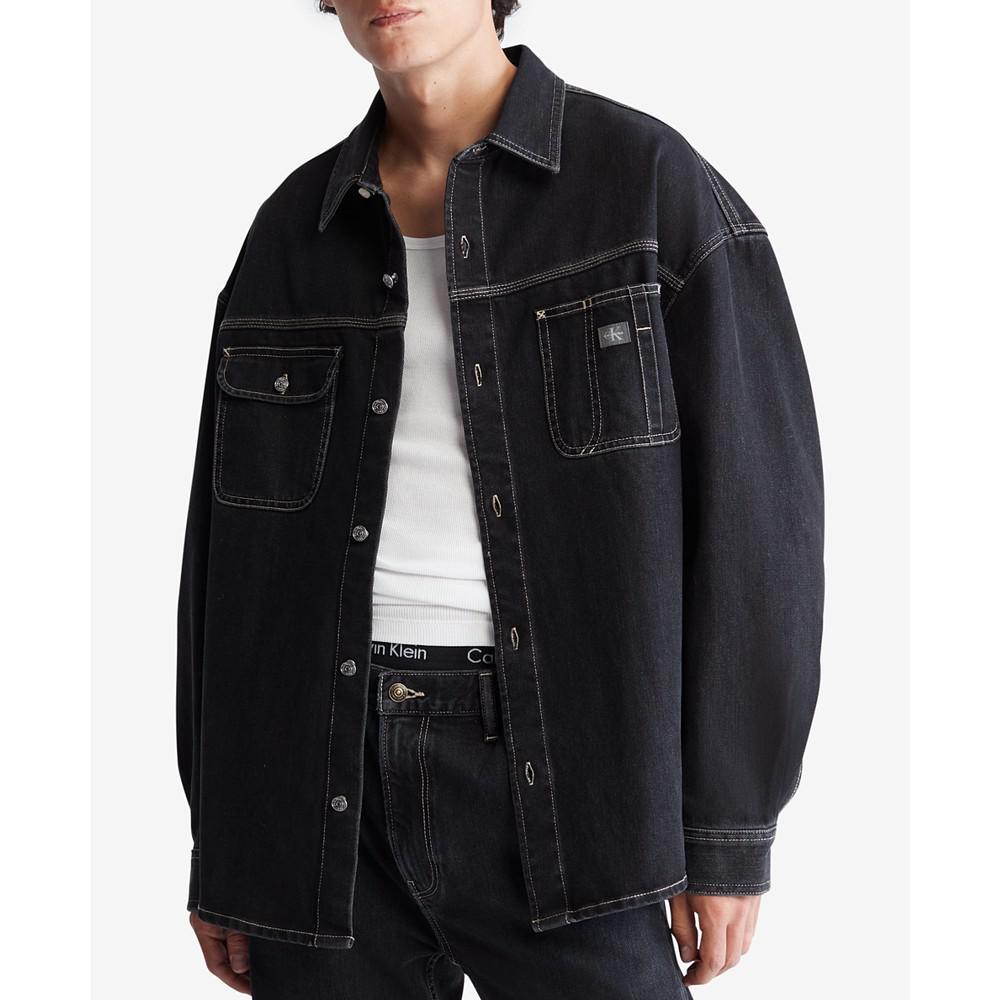商品Calvin Klein|Men's Washed Black Denim Workshirt,价格¥658,第1张图片