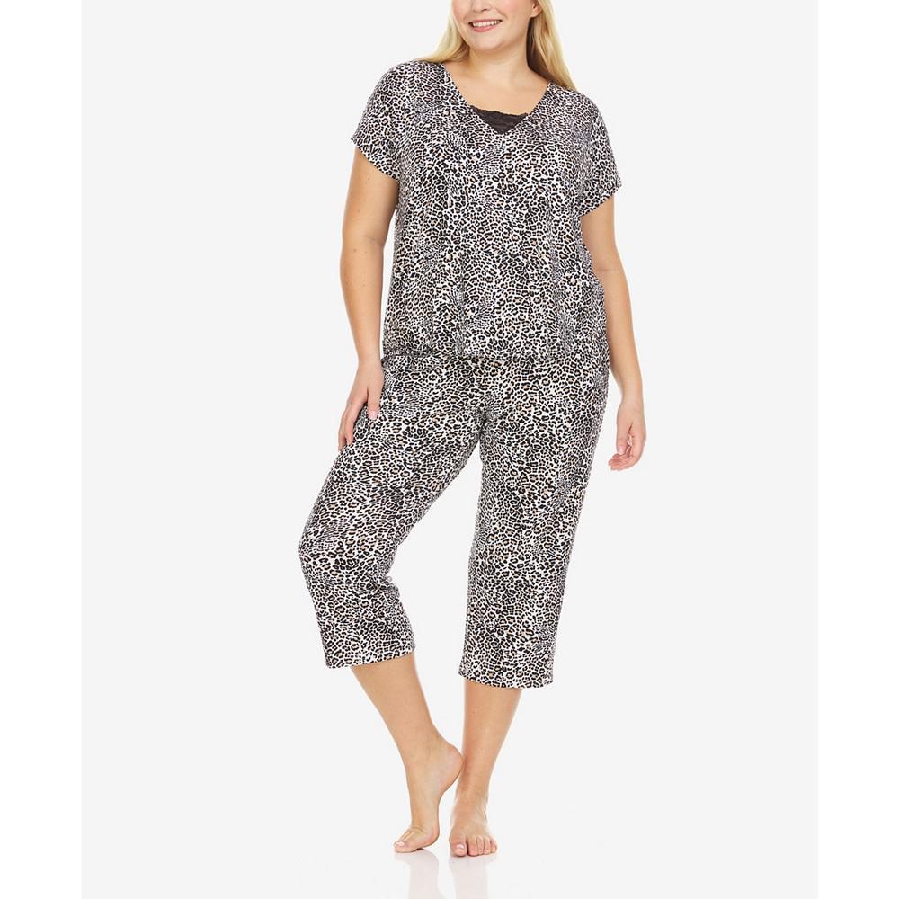 商品Flora Nikrooz|Plus Size Tiffany Knit 2 Piece Pajama Set,价格¥477,第4张图片详细描述