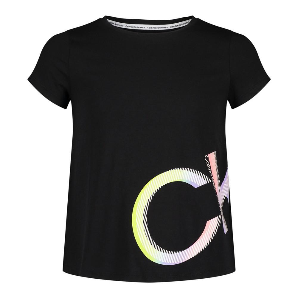商品Calvin Klein|Big Girls Performance Solar Flare Logo T-shirt,价格¥97,第1张图片