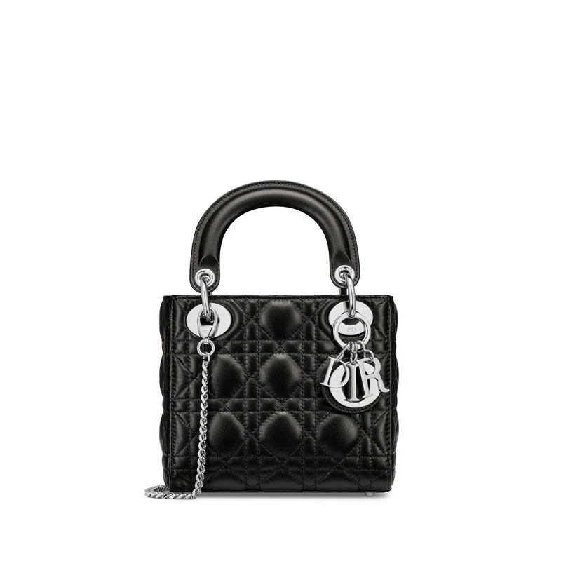 商品Dior|迪奥 Lady Dior系列女士黑色羊皮手提包 M0505PNGE_M900,价格¥38609,第1张图片