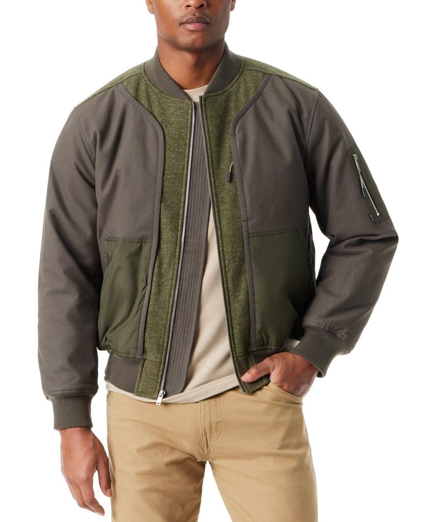 Giacca bomber da uomo Bass Outdoor Hero Mixed Media, grigio/verde, con cerniera intera MAC15 image 2