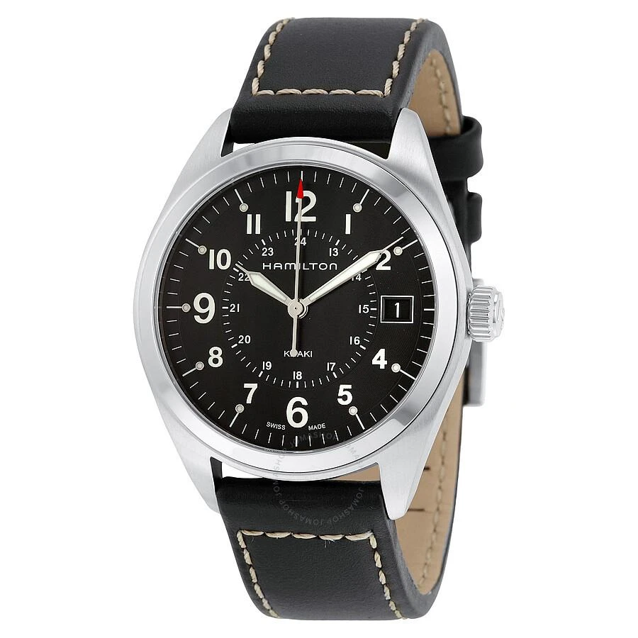 商品Hamilton|Khaki Field Black Dial Black Leather Watch H68551733,价格¥3015,第1张图片