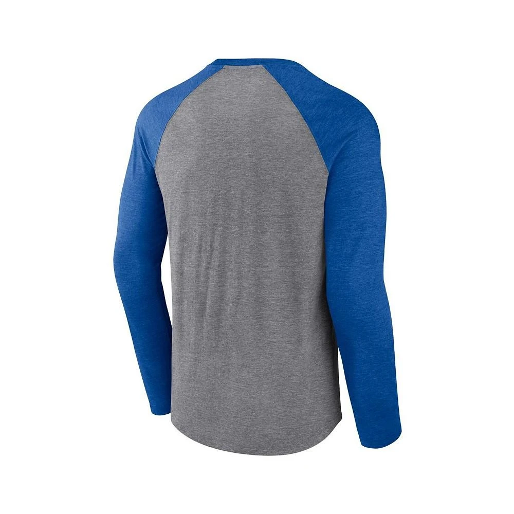 商品Fanatics|Men's Branded Heather Gray, Royal New York Rangers Special Edition 2.0 Long Sleeve Raglan T-shirt,价格¥288,第2张图片详细描述