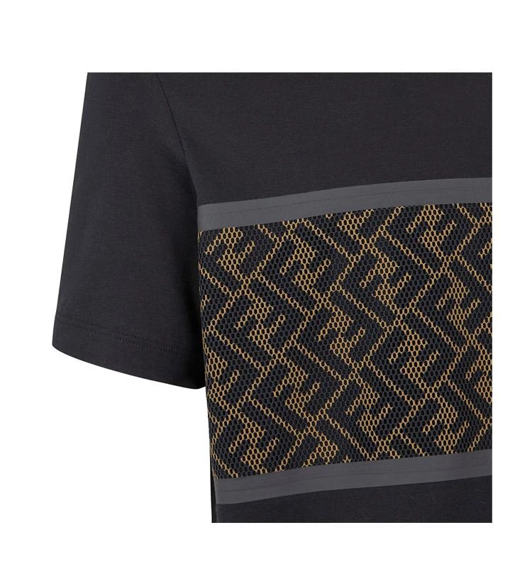 商品Fendi|香港直邮FENDI芬迪男士黑色双F字母徽标短袖T恤FAF532AD3CF0GME,价格¥5104,第6张图片详细描述