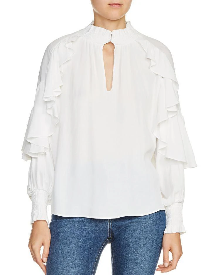 商品Maje|Lisso Ruffle Trim Top,价格¥1092,第1张图片