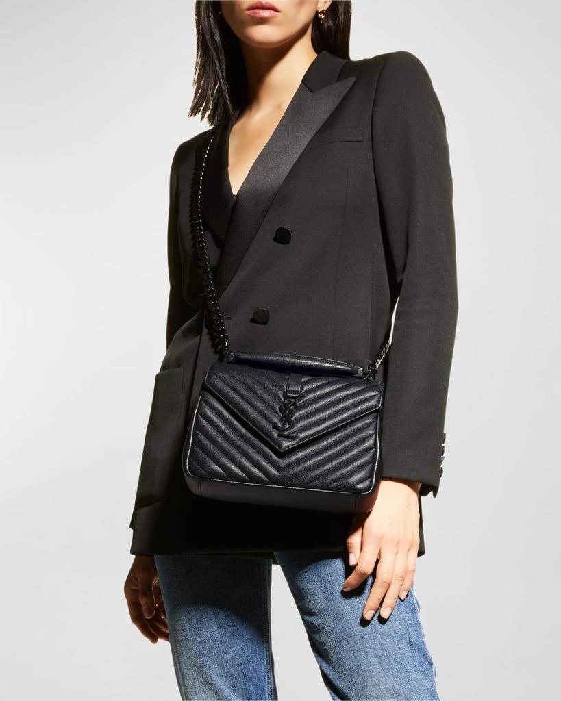 商品Yves Saint Laurent|College Medium Flap YSL Shoulder Bag in Quilted Leather,价格¥21380,第4张图片详细描述