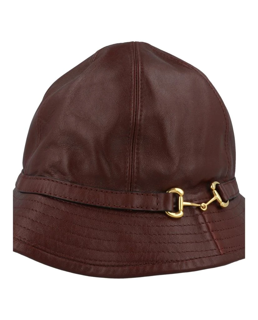 商品Gucci|Horsebit Lambskin Leather Bucket Hat,价格¥1473,第3张图片详细描述