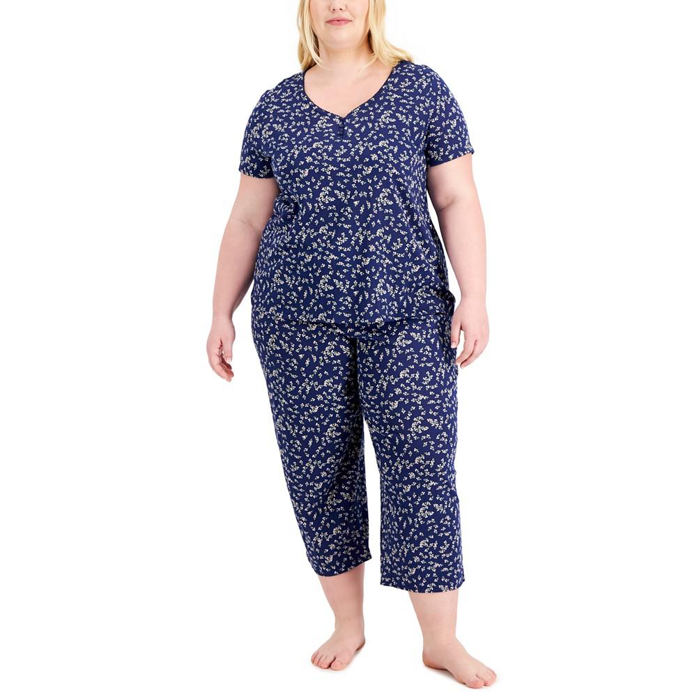 Plus Size Cotton Essentials Pajama Set, Created for Macy's商品第1张图片规格展示