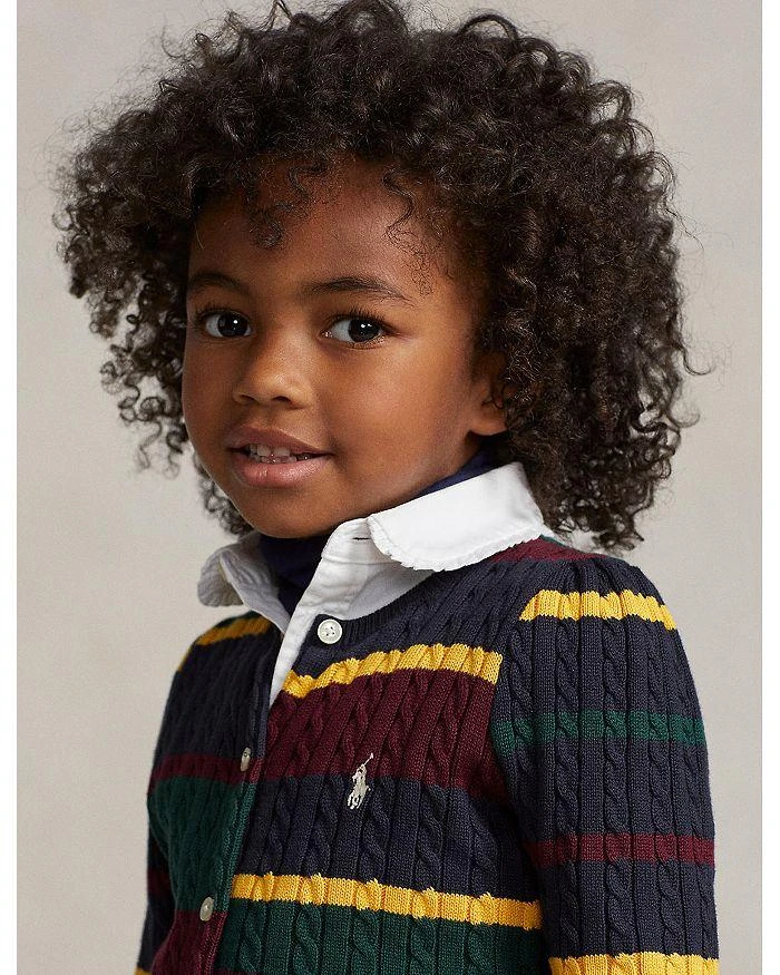 商品Ralph Lauren|Girls' Striped Mini-Cable Cotton Cardigan - Little Kid, Big Kid,价格¥316,第3张图片详细描述