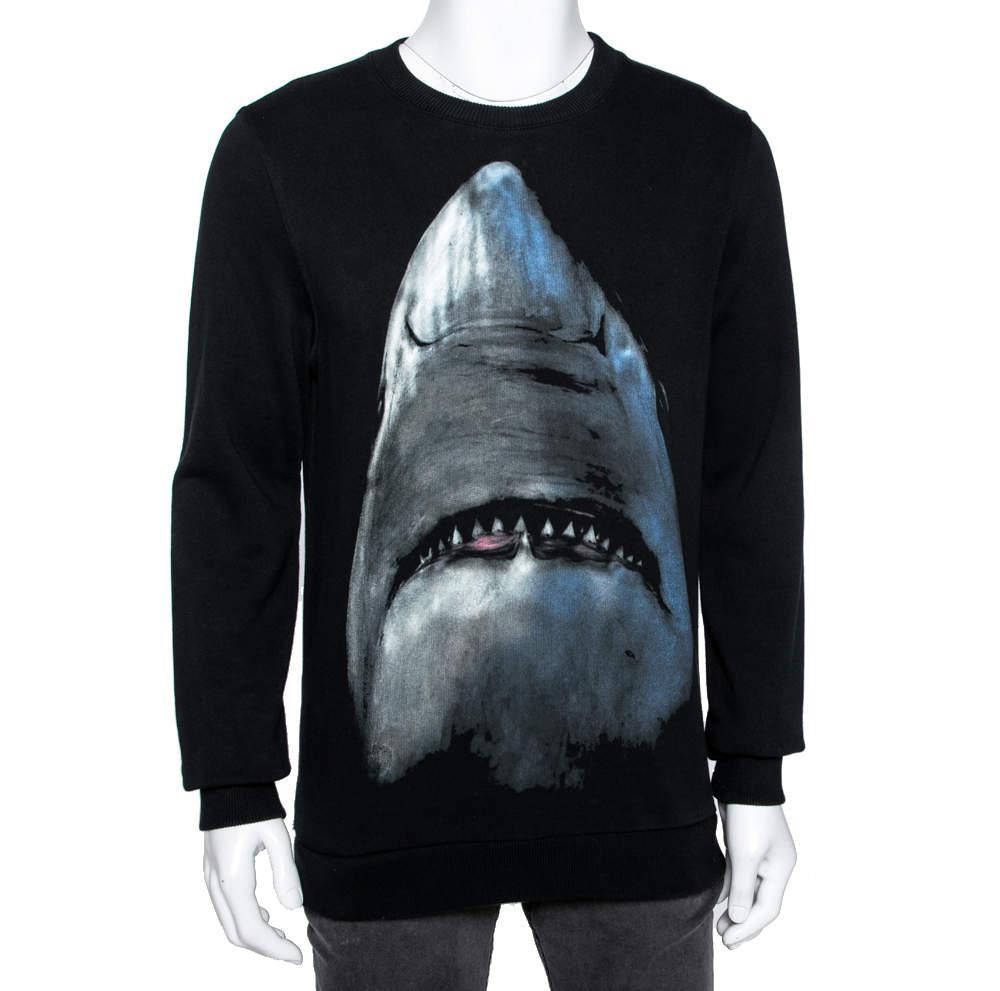 商品[二手商品] Givenchy|Givenchy Black Shark Printed Cotton Crew Neck Sweatshirt XS,价格¥1081,第1张图片