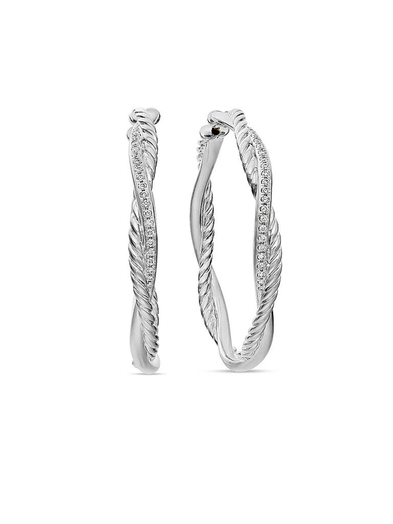 商品David Yurman|Infinity Hoop Earrings in Sterling Silver with Diamonds, 42MM,价格¥14424,第1张图片