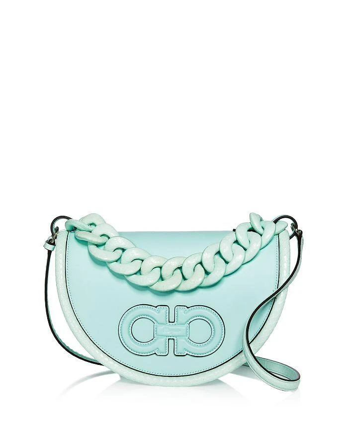 商品Salvatore Ferragamo|Salvatore Aura Leather & Snakeskin Trimmed Saddle Bag ,价格¥15139,第1张图片