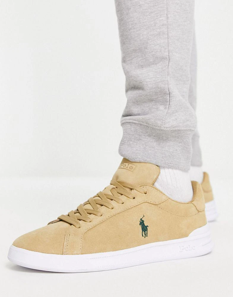 商品Ralph Lauren|Polo Ralph Lauren suede heritage court trainer with pony logo in tan,价格¥473,第2张图片详细描述