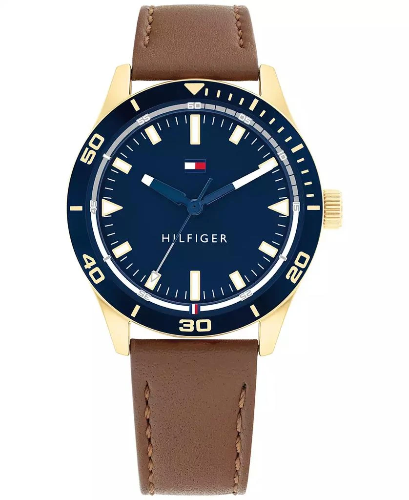 商品Tommy Hilfiger|Men's Brown Leather Strap Watch 38mm,价格¥720,第1张图片