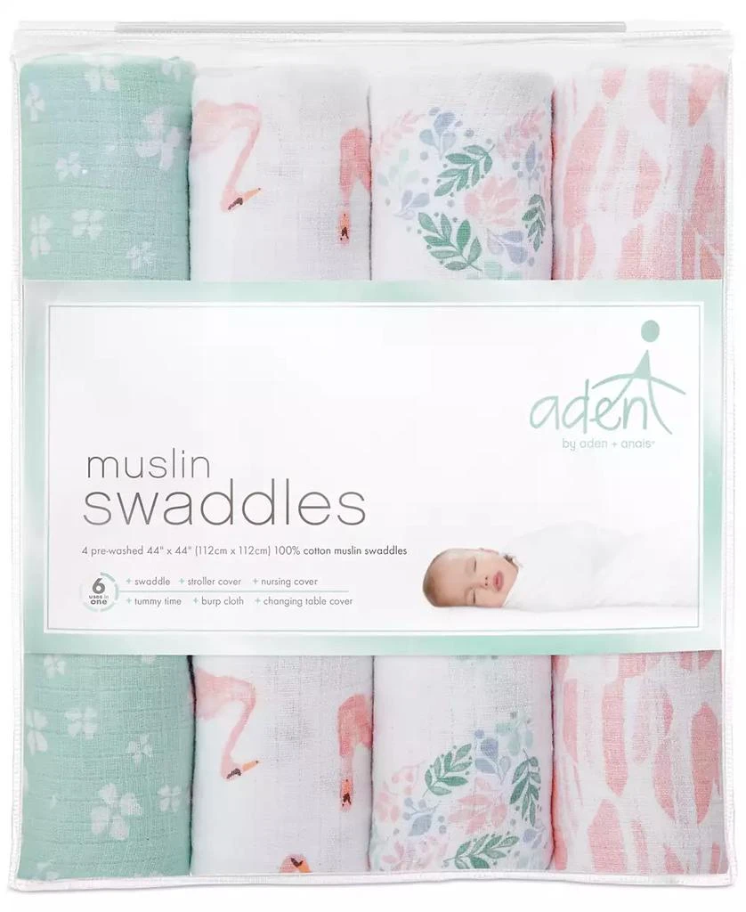 商品aden + anais|Baby Girls Printed Muslin Swaddles, Pack of 4,价格¥300,第2张图片详细描述