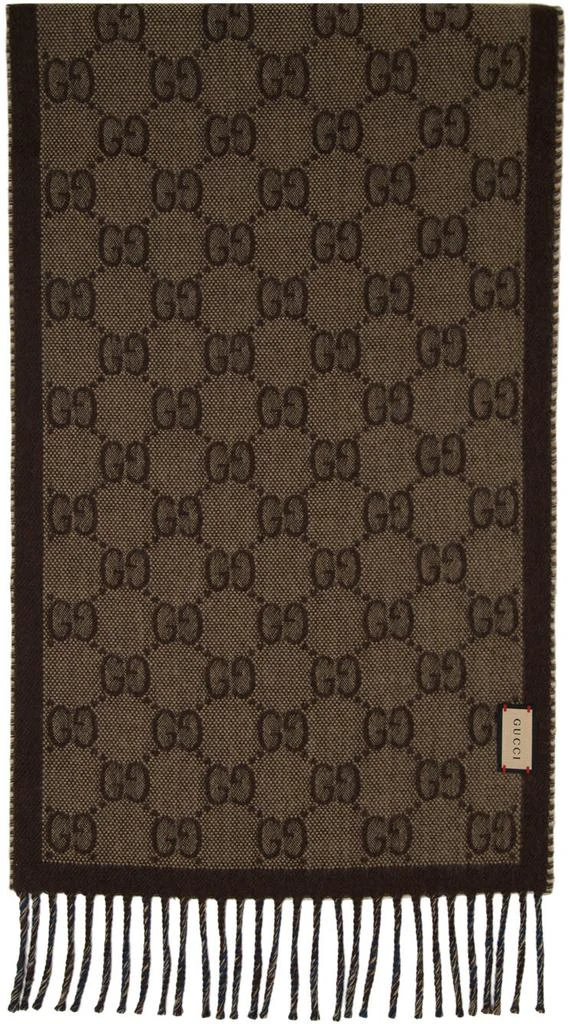 商品Gucci|Navy & Brown Double G Scarf,价格¥3653,第2张图片详细描述