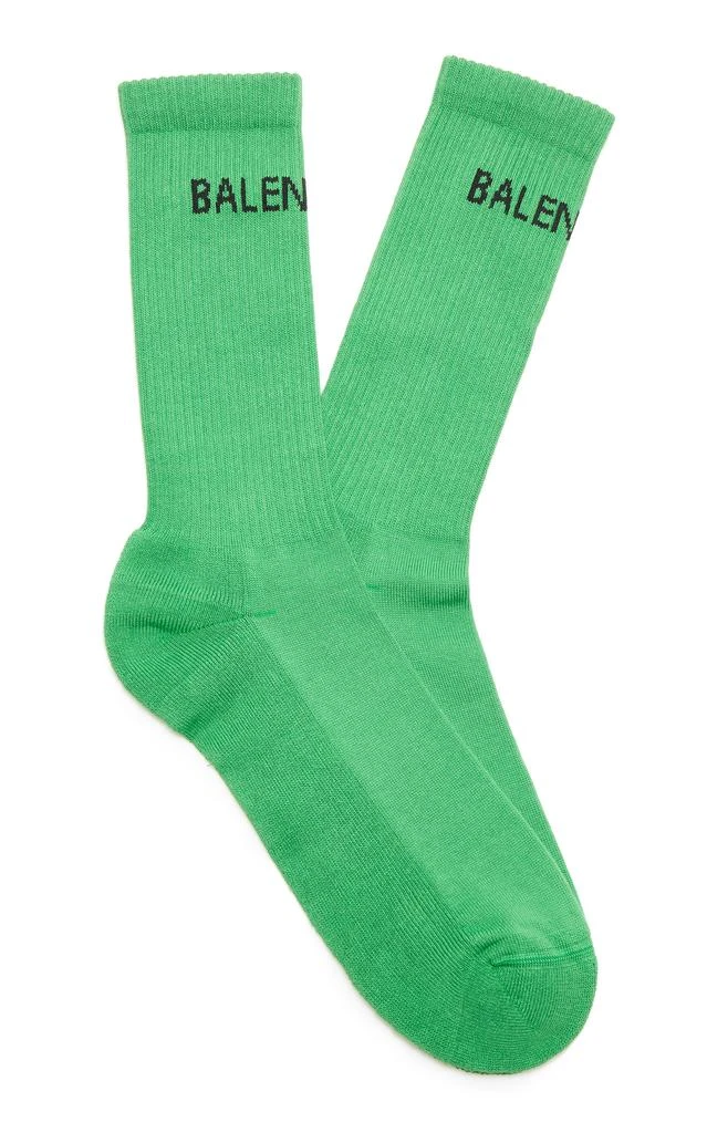 商品Balenciaga|Balenciaga - Women's Logo-Knit Cotton-Blend Socks - Green - S - Moda Operandi,价格¥394,第1张图片