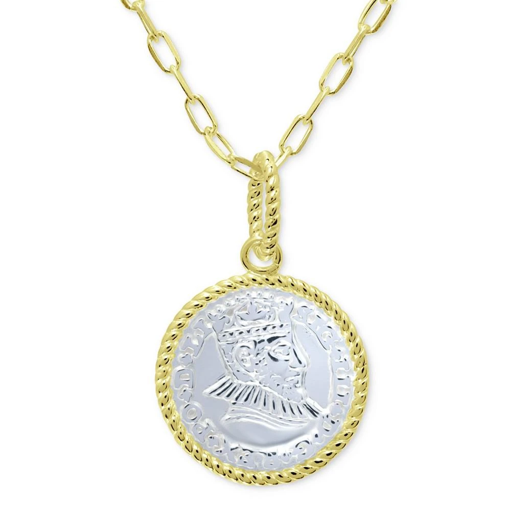 商品Giani Bernini|Two-Tone Coin Pendant Necklace in Sterling Silver & 18k Gold-Plate, 16" + 2" extender, Created for Macy's,价格¥283,第1张图片