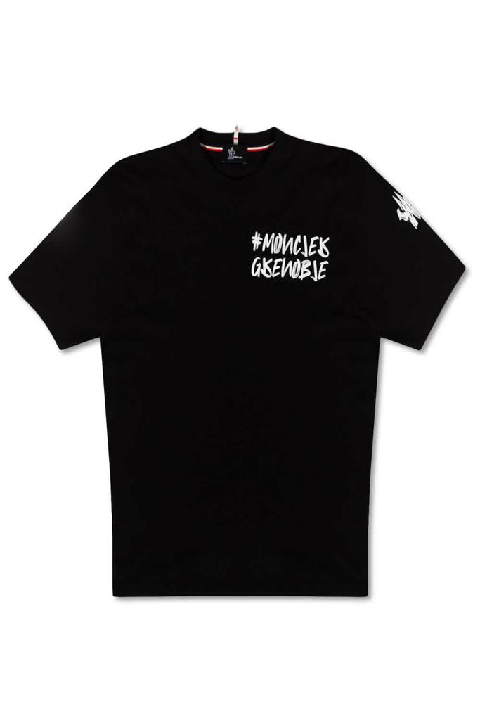 Moncler Mens Black Logo-print T-shirt, Size Large商品第1张图片规格展示