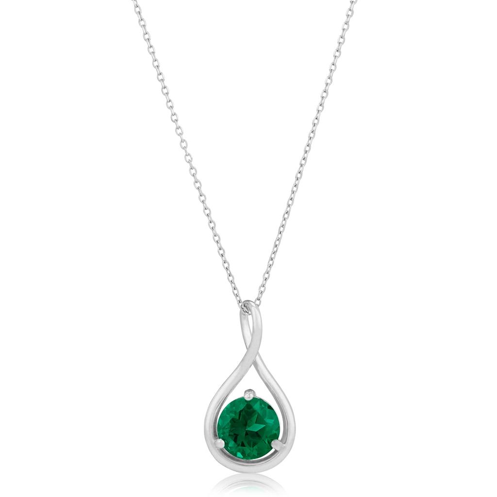 14K White Gold 7mm Round Gemstone Infinity Twist Pendant, 18 inch Cable Chain商品第7张图片规格展示