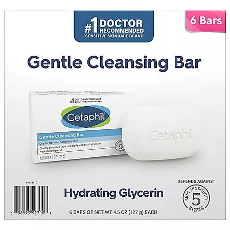 商品Cetaphil|Cetaphil Gentle Cleansing Bar, 4.5 oz., 6 pk.,价格¥152,第1张图片