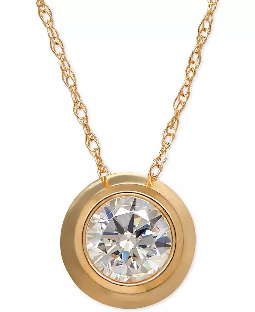 商品Macy's|Bezel-Set Cubic Zirconia Pendant Necklace in 14k Yellow Gold,价格¥693,第1张图片