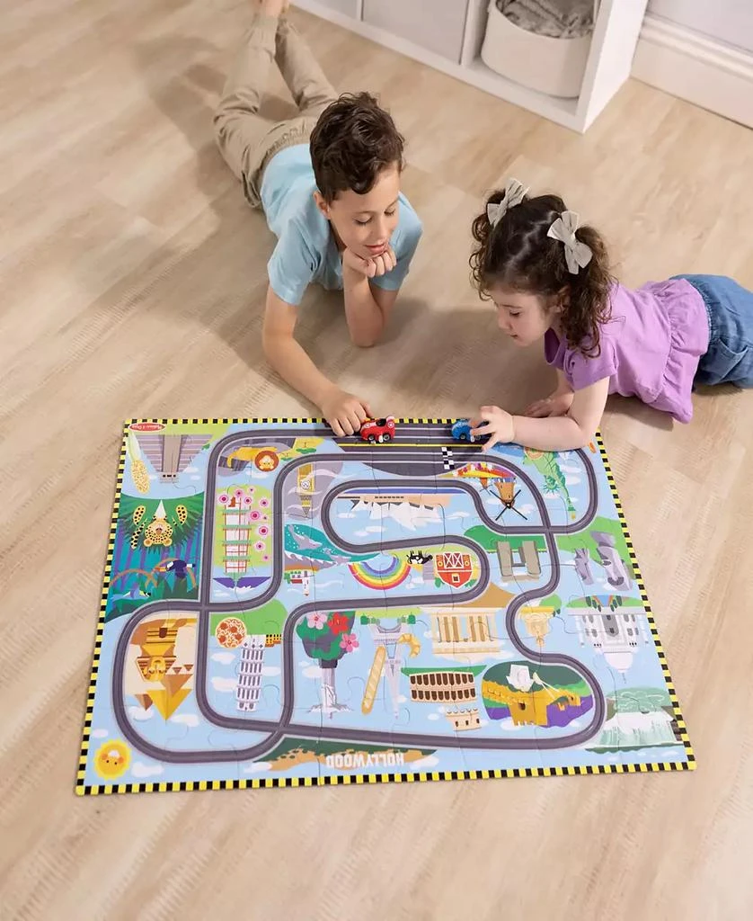 商品Melissa & Doug|Race Track Floor Puzzle and Play Set,价格¥173,第2张图片详细描述