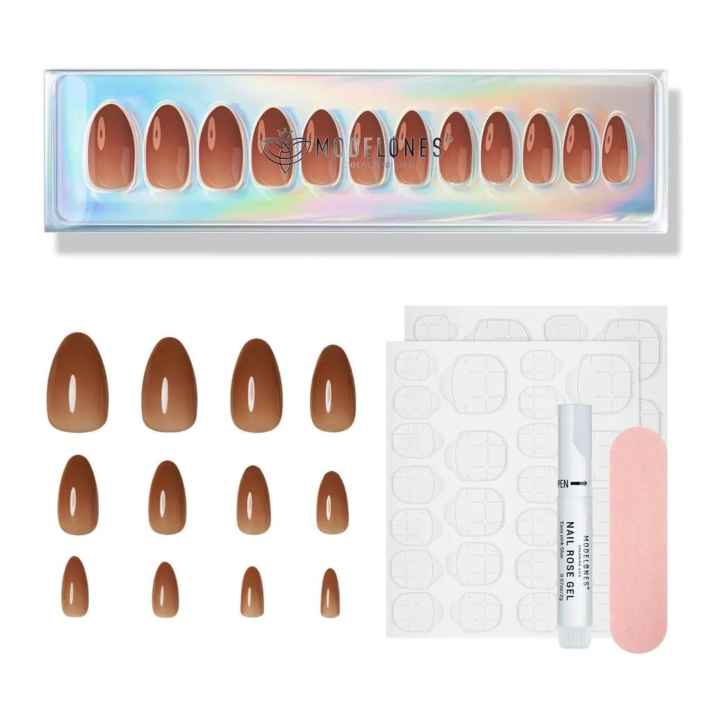 Opal Amber - 24 Fake Nails 12 Sizes Short Almond Press on Nails Kit 商品