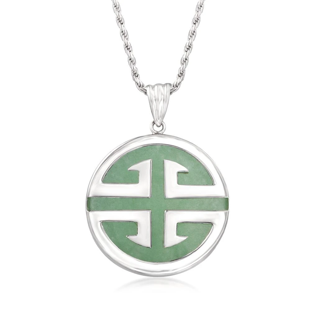 商品Ross-Simons|Jade "Longevity" Pendant Necklace in Sterling Silver,价格¥973,第1张图片