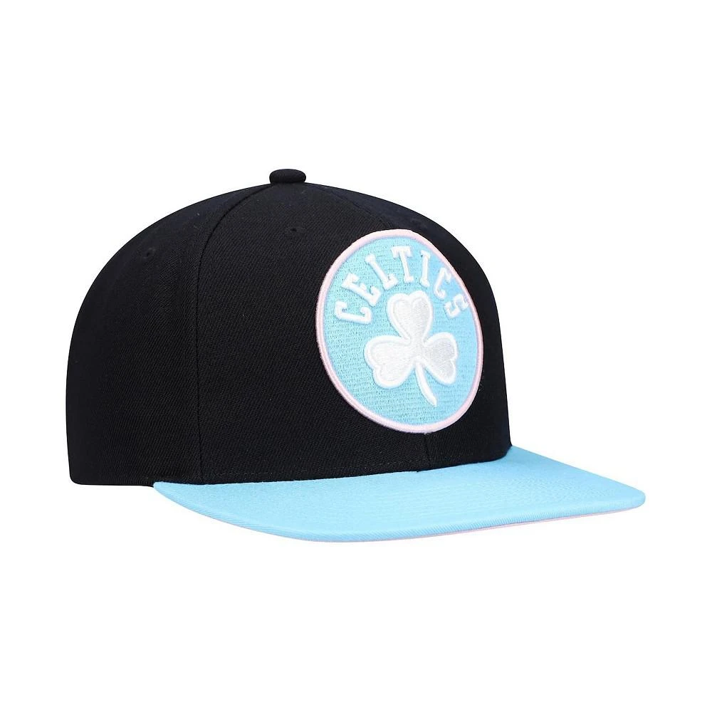 商品Mitchell and Ness|Men's Black and Light Blue Boston Celtics Pastel Snapback Hat,价格¥164,第2张图片详细描述