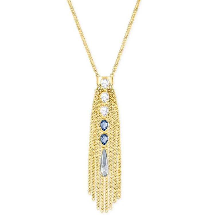 商品Swarovski|Gold-Tone Blue & Clear Crystal Fringed Pendant Necklace,价格¥891,第1张图片