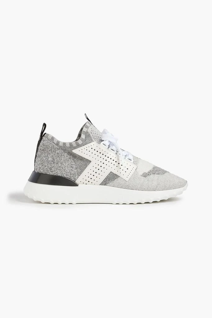 商品Tod's|Leather-trimmed metallic stretch-knit sneakers,价格¥1568,第1张图片