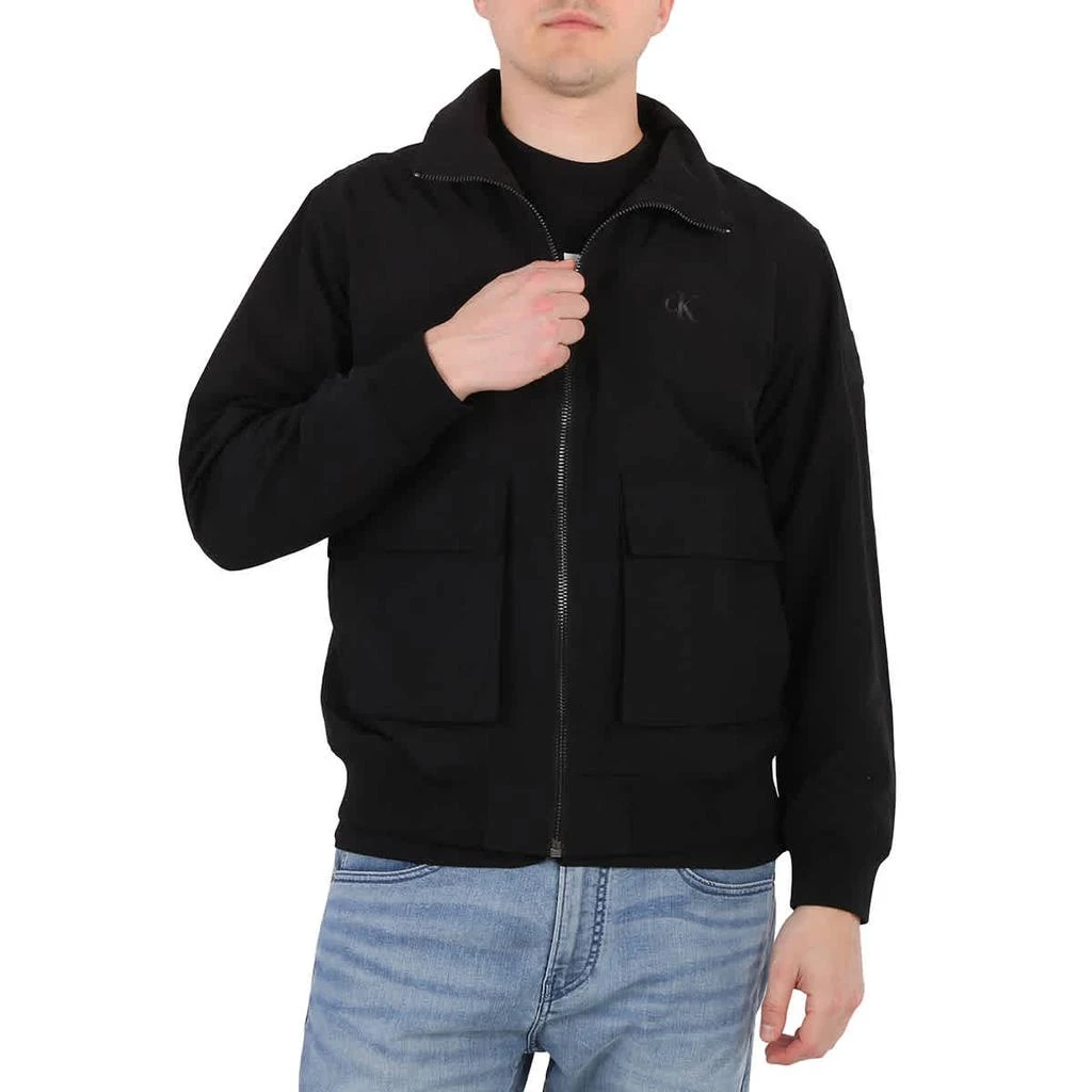 商品Calvin Klein|Calvin Klein Men's Black Stand Collar Cotton Bomber Jacket, Size Small,价格¥1067,第1张图片