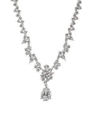 商品Kenneth Jay Lane|Look of Real Rhodium Plated & Crystal Necklace,价格¥1966,第1张图片