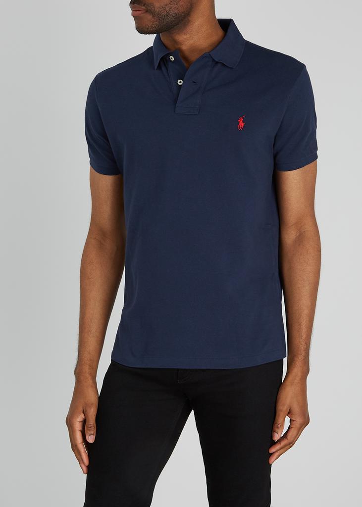 商品Ralph Lauren|Navy custom slim piqué cotton polo shirt,价格¥884,第4张图片详细描述