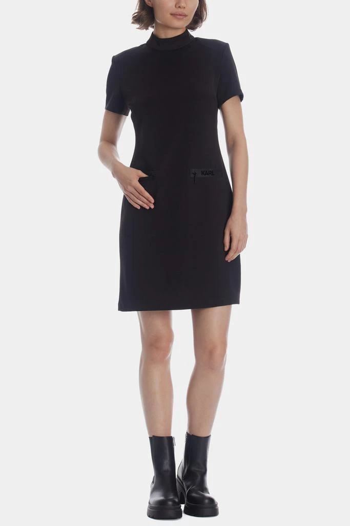 商品Karl Lagerfeld Paris|Short Sleeve Mock Neck Dress,价格¥304,第4张图片详细描述